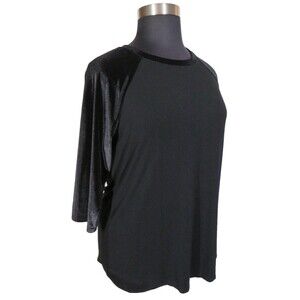 Torrid Women's Black Stretchy Raglan Velvet Sleeve Top Plus Size 1X
